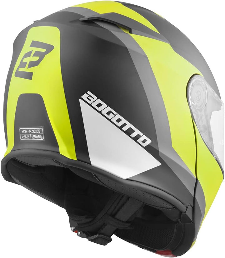 Bogotto V271 BT Zabu Bluetooth Klapphelm XS schwarz/neon, XS schwarz/neon