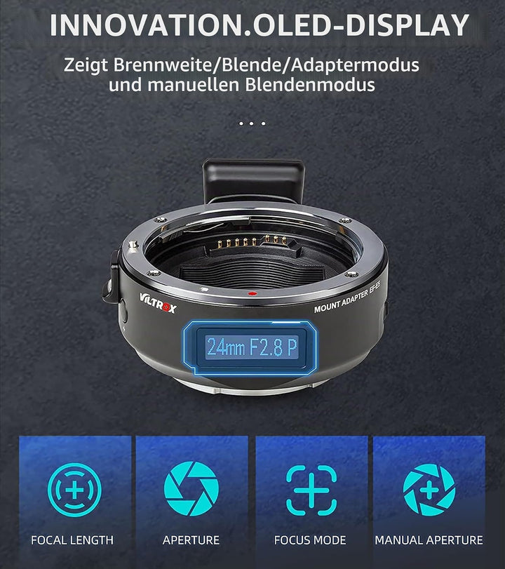 Viltrox Autofokus Adapter EF-E5 kompatibel mit Canon EF/EF-S Objektiv auf Sony E-Mount Kamera A9 A7