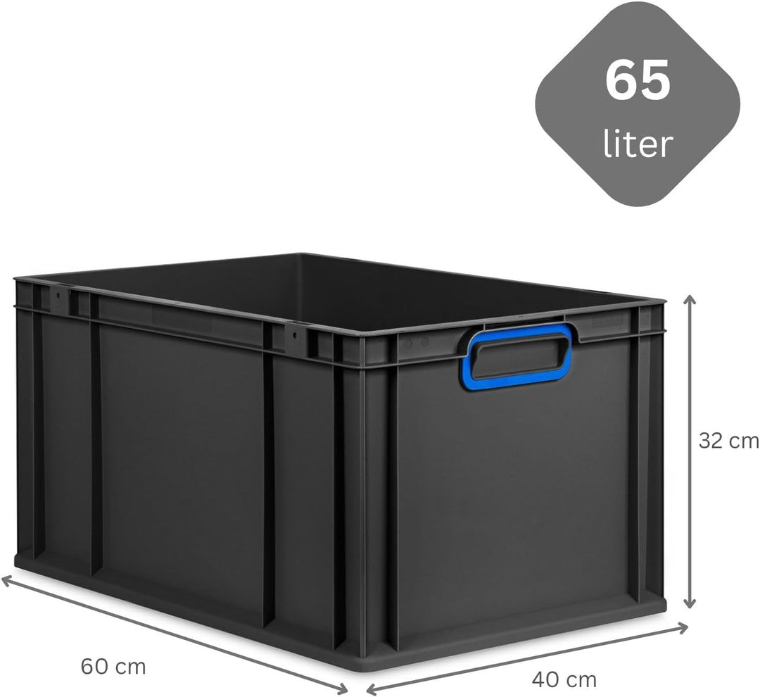 PROREGAL SparSet 5x Eurobox NextGen Color | HxBxT 32x40x60cm | 65 Liter | Griffe blau geschlossen |