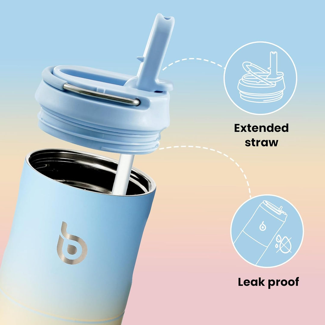 BOTTLE BOTTLE Isolierte Wasserflasche 680 ml mit Strohhalmdeckel und Griff für Sport, Reisen, Fitnes