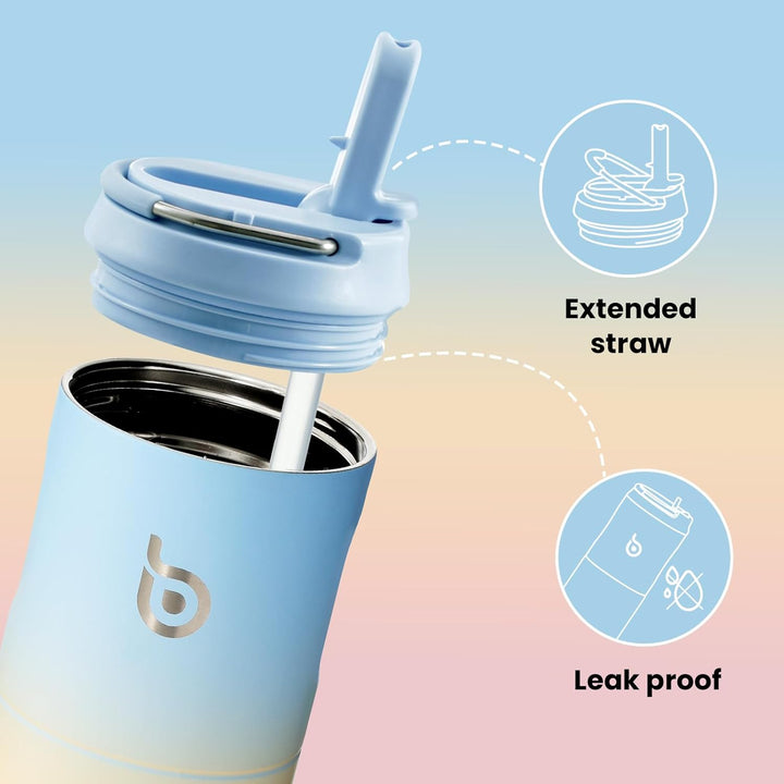 BOTTLE BOTTLE Isolierte Wasserflasche 680 ml mit Strohhalmdeckel und Griff für Sport, Reisen, Fitnes
