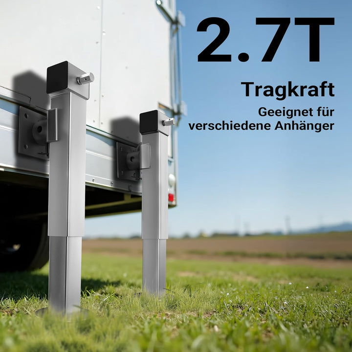 XPOtool Stützen Set für Kipper Hochlader Anhänger, 140 x 140 x 415 mm, Stützlast 1350 kg pro Stütze,
