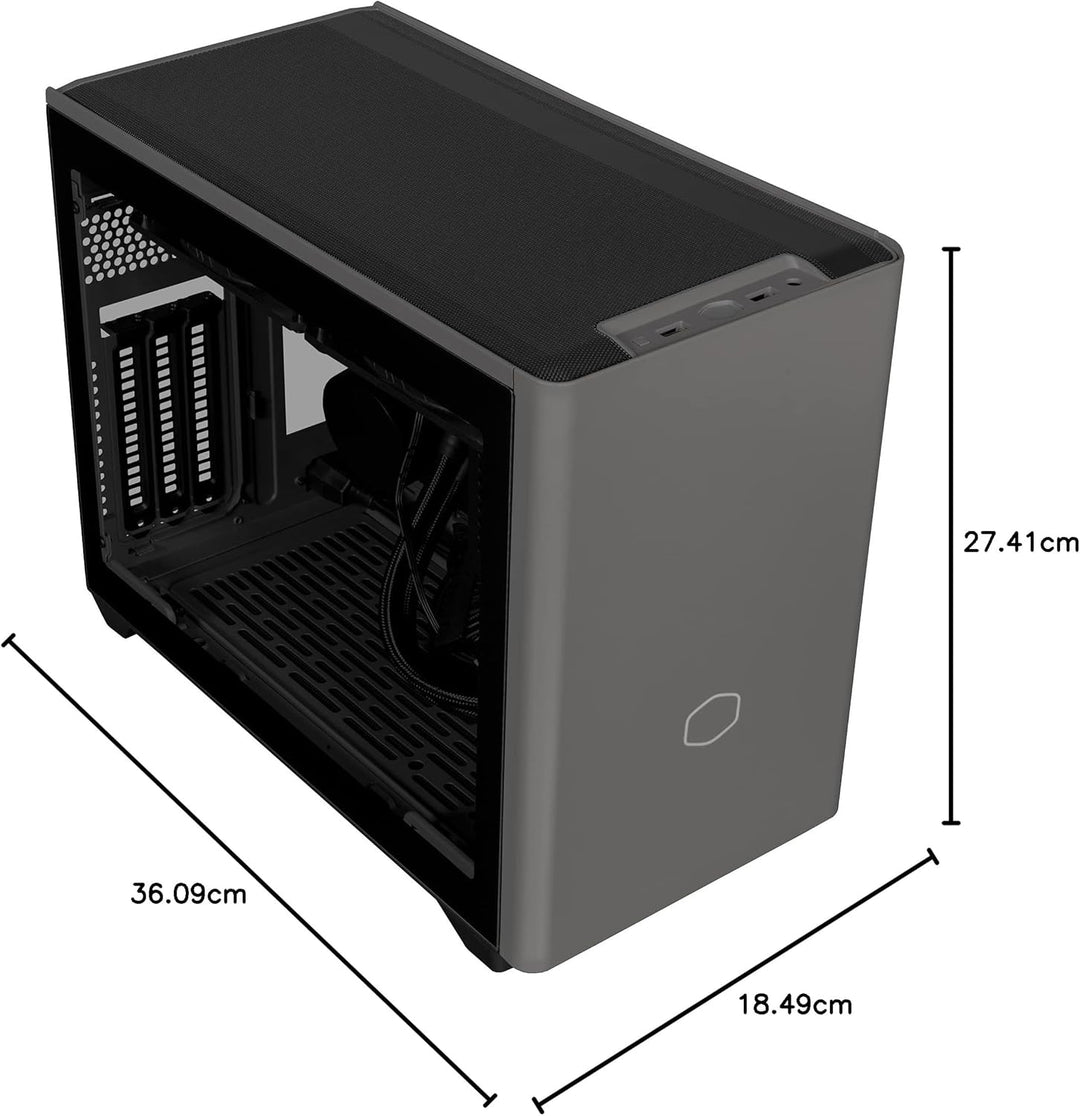 Cooler Master MasterBox NR200P MAX Mini-ITX PC-Gehäuse - Seitenteil aus gehärtetem Glas, 280mm AIO-C