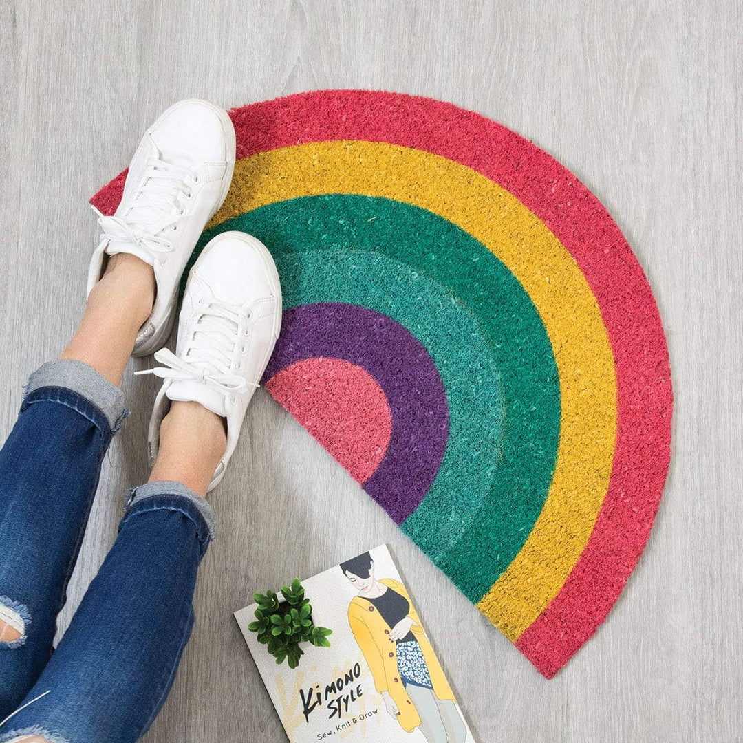 Fisura - Fussmatte aussen Regenbogen aus Kokosnuss mit Rutschfester PVC-Rückseite. Lustige Welcome F