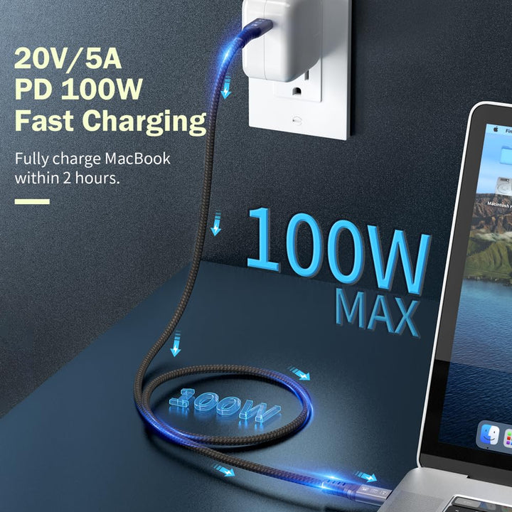 CableDeconn USB4 8K 1.8m Cable M/M USB-C Compatible with Thunderbolt 4 8K@30Hz 5K@60Hz 4K@120Hz Vide