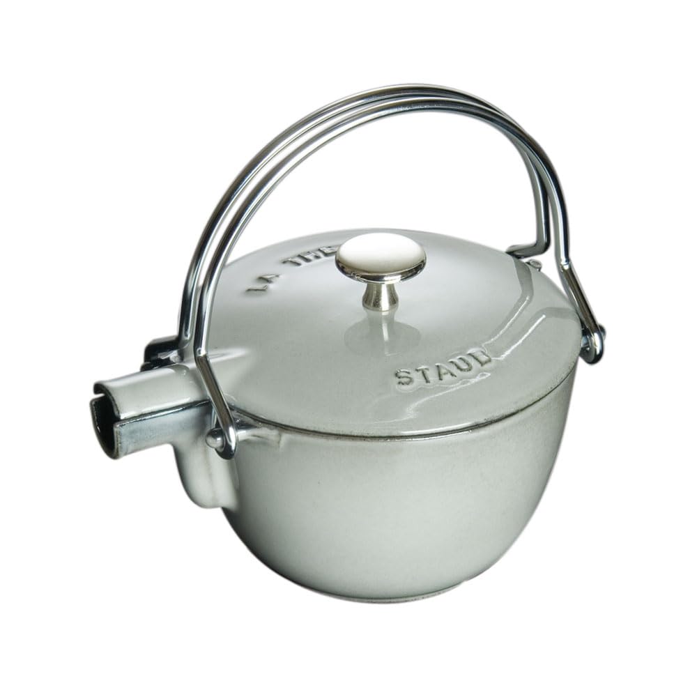 Staub 1650018 Teekanne/Wasserkessel, rund 16,5 cm, 1,15 L mit mattschwarzer Emaillierung Im Inneren