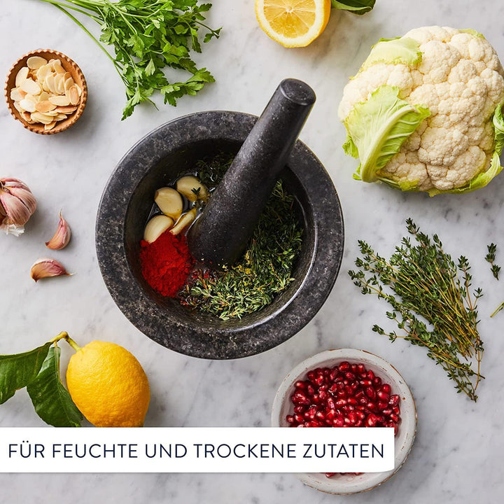 Jamie Oliver by Tefal Mörser und Stössel aus Granit, 14,5 cm Durchmesser, Kräuter und Gewürze zerkle