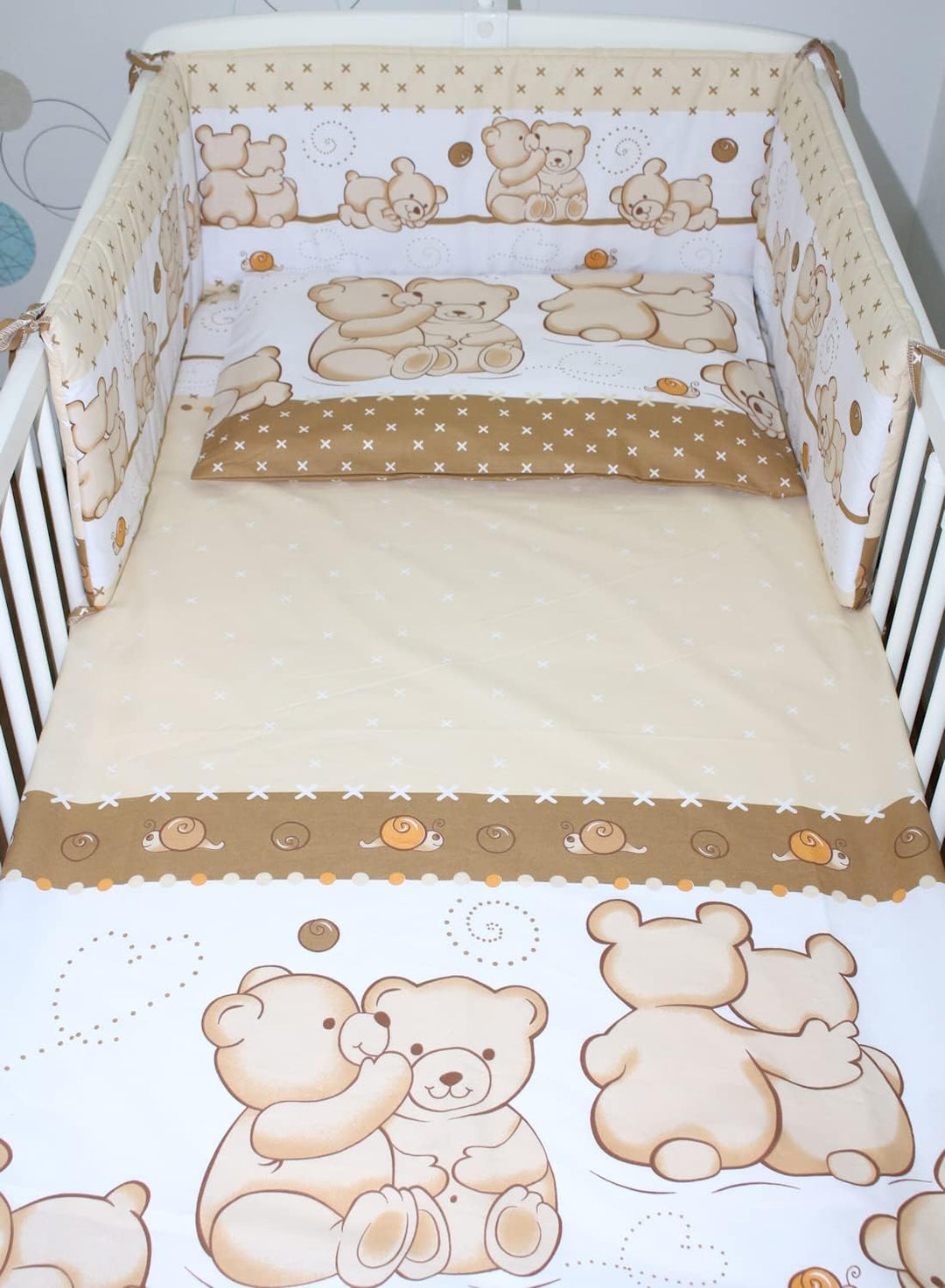 Baby Bettwäsche - Bärchen Braun - Kinderbettwäsche Babybettwäsche mit Kissenbezug Baumwolle (Braun,