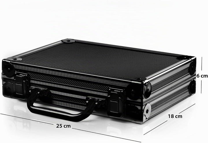 Dartkoffer Luxus in schwarz, schlagfest, Platz für 4 komplette Dartsets und Zubehör, Dartcase, Tasch