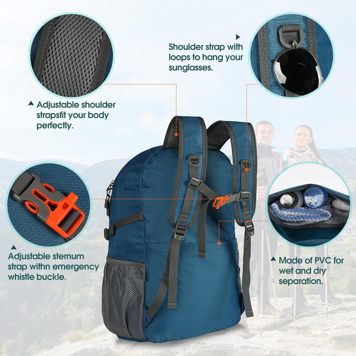 RAINSMORE Wanderrucksack Herren Damen 40L Wasserdichter Rucksack Leicht Gross Reiserucksack Trekking