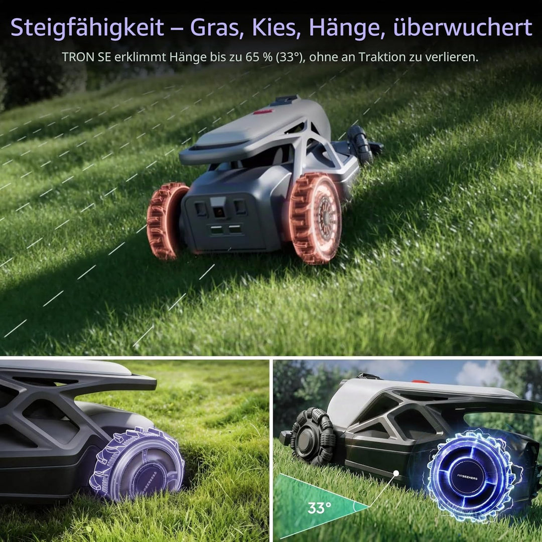 Mähroboter ohne Begrenzungskabel AIRSEEKERS TRON SE,bis 65% Steigung,App Steuerung,KI TrueVision-Nav