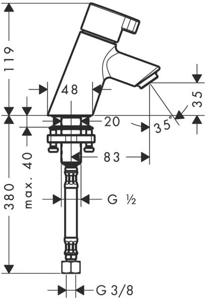 hansgrohe Standventil, Auslauf Höhe 40mm für Kaltwasser, ohne Ablaufgarnitur, Chrom
