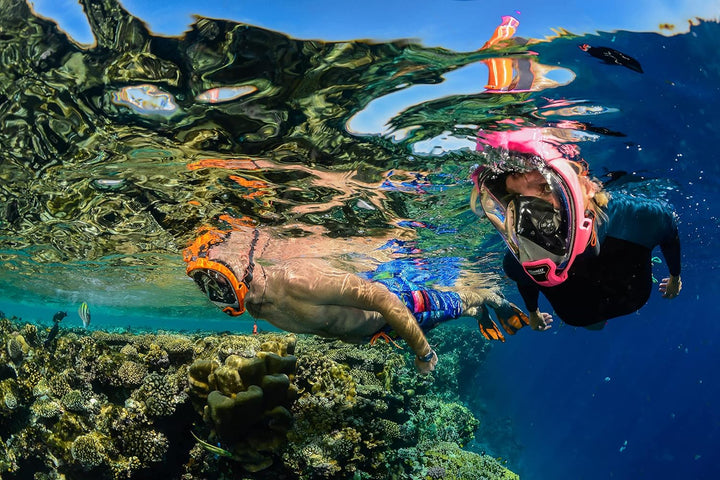OCEAN REEF - Aria QR + Schnorchelmaske - Vollmaske mit Mundstück - Für eine bessere 180 Grad Unterwa