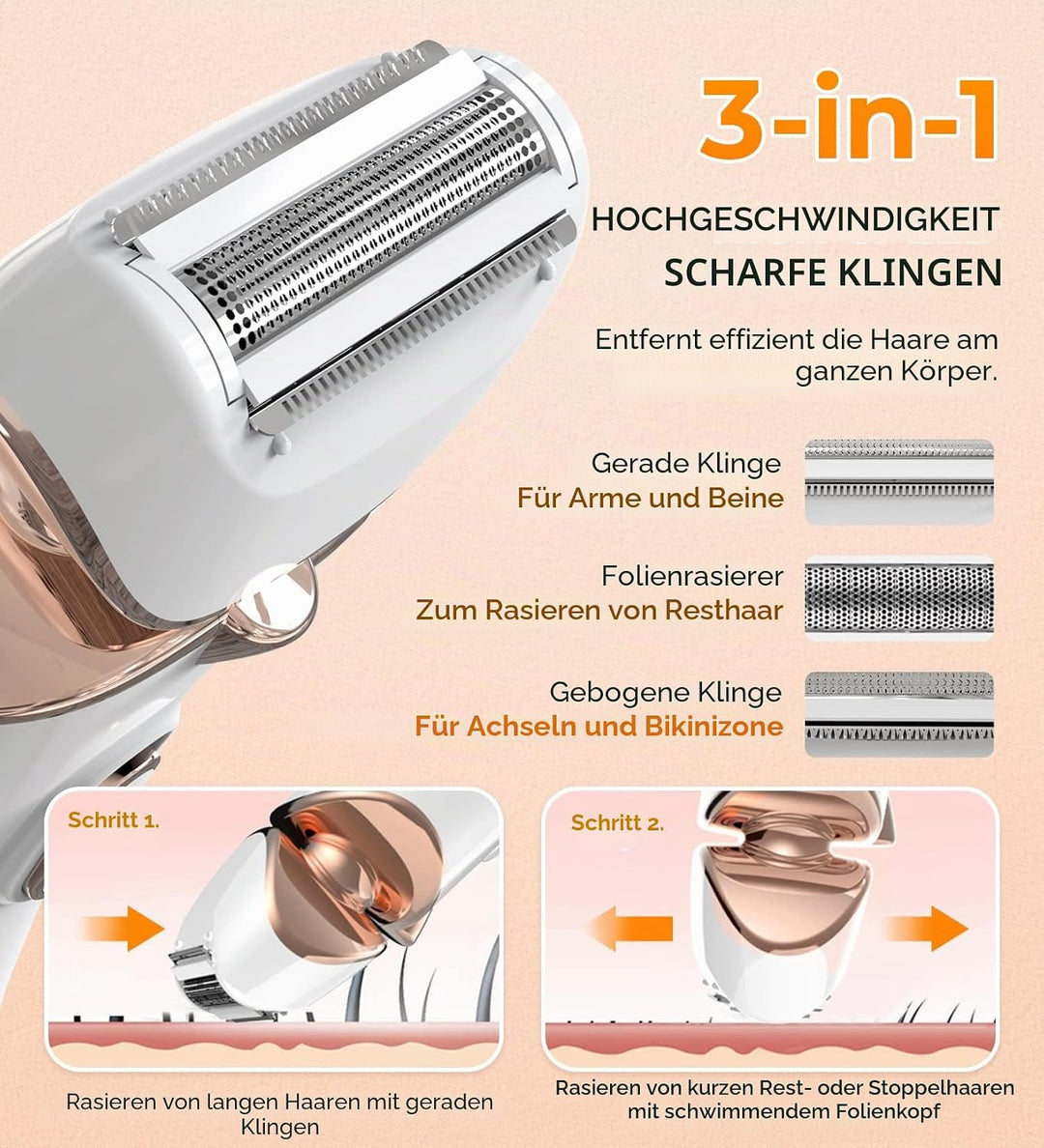 Elektrischer Rasierer für Frauen, Damenrasierer, Bikini-Trimmer, Körperhaarentfernung für Beine und