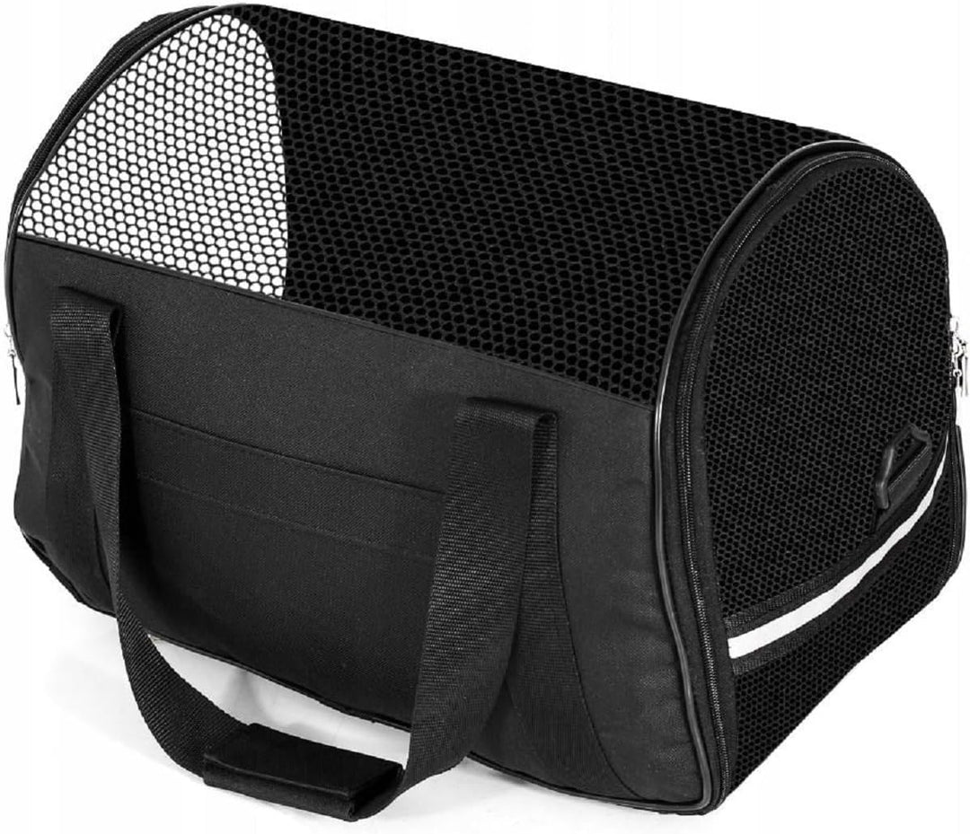 Tragetasche für Katzen Hunde Haustiere 52x25x34 cm bis 10 Kg Meshfenster Transparent (Schwarz), Schw