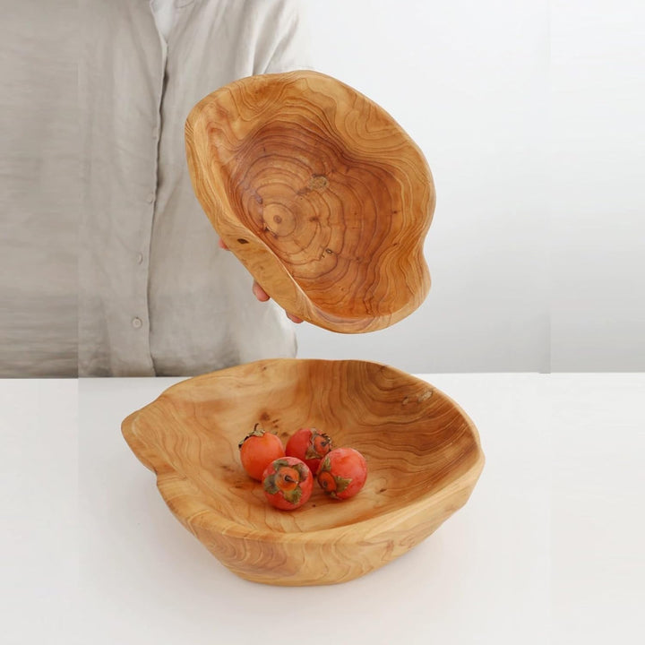 Obstschale aus Naturholz für unverwechselbares Dekor, unregelmässige kreative Holzschale, handgefert