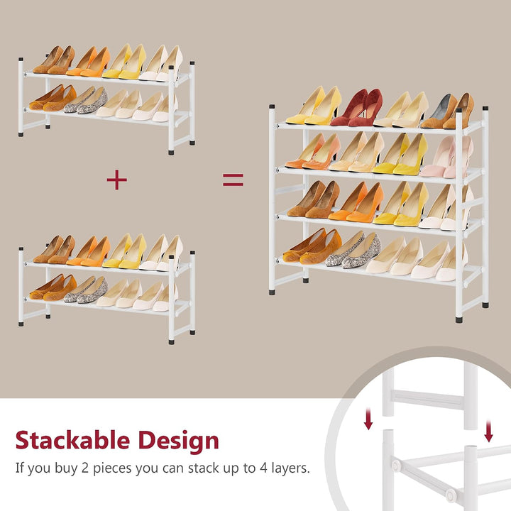 Tajsoon 2-stöckiges, Ausziehbares Schuhregal, 71–104 cm Verstellbar und Stapelbar, Schuhablage aus M