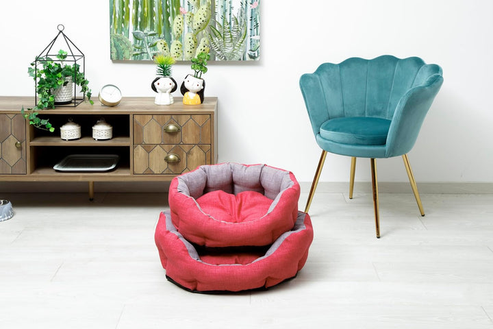 Baroni Home Hundebett aus Stoff, Grösse M, weiches rundes Hundematte für Hunde und Katzen, bequem, f