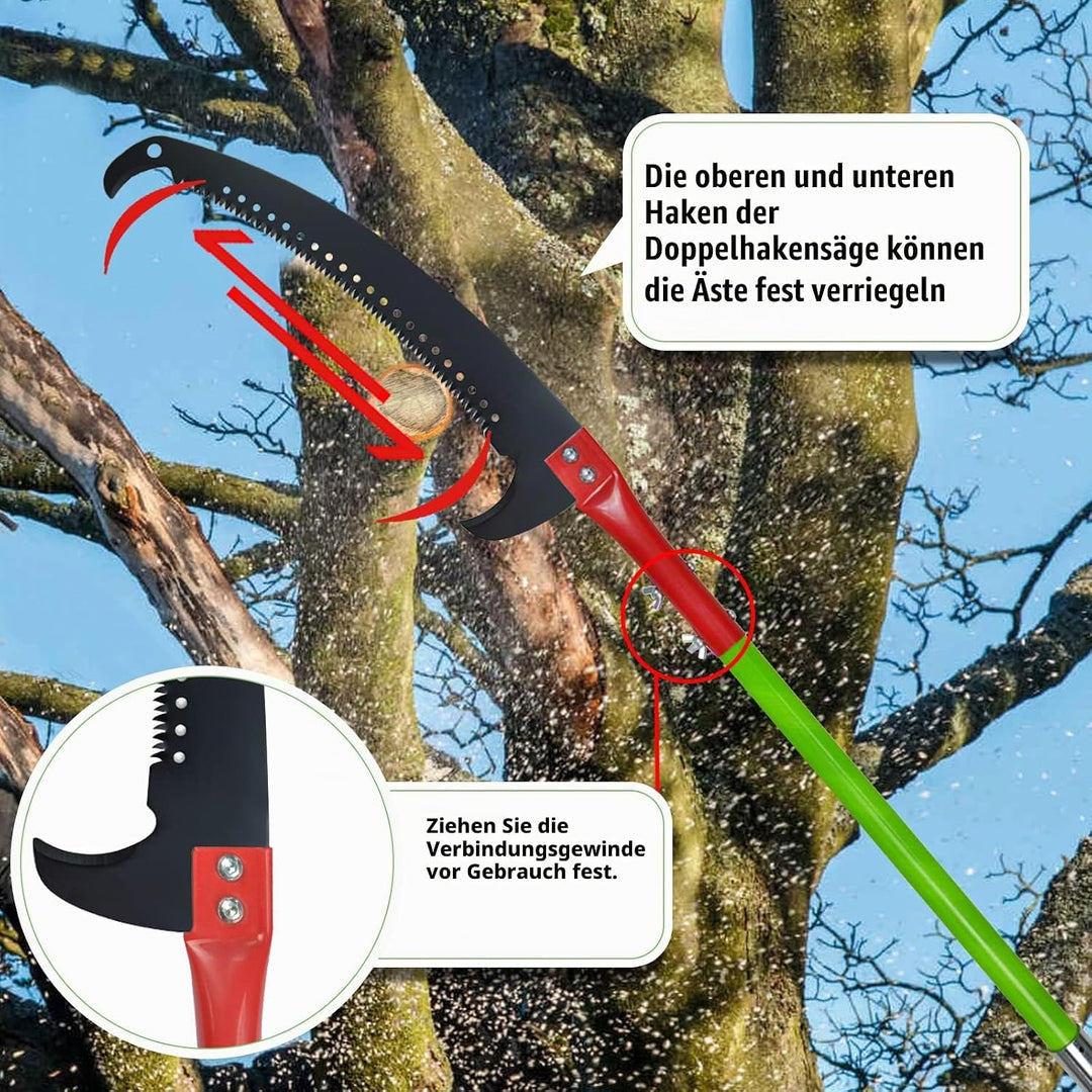 Astsäge mit Stiel 8m Handsäge Einstellbare Länge, Baumsäge Gartengeräte-Set Palme Hochentaster hochr
