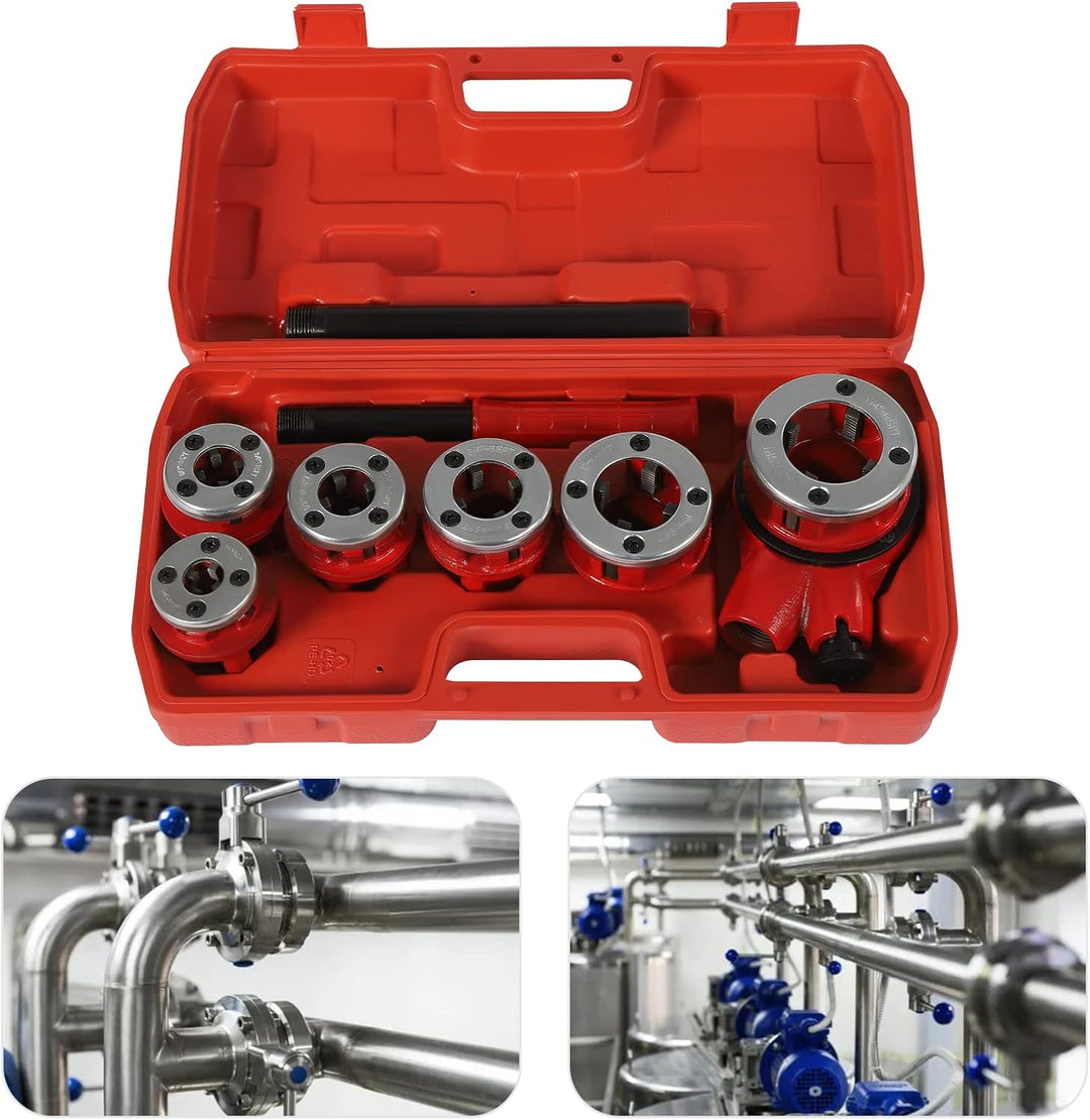 6 Piece Rohrgewinde-Kit 1/4", 3/8", 1/2", 3/4", 1", 1-1/4" Ratchet Pipe Threading Kit Rohr Gewindesc