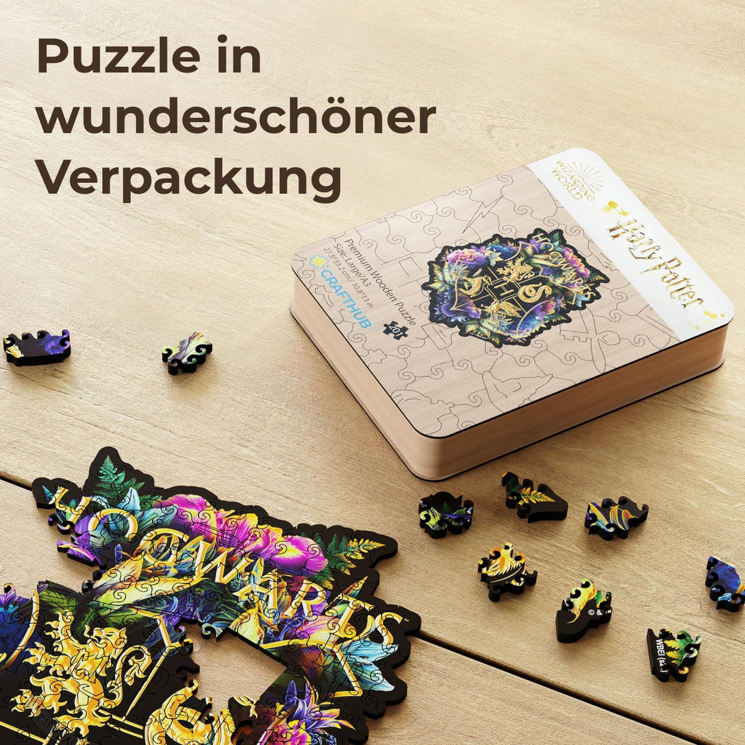Crafthub Premium Holzpuzzle für Erwachsene & Kinder – A3 Harry Potter Puzzle – 201 Teile – Feine Sel