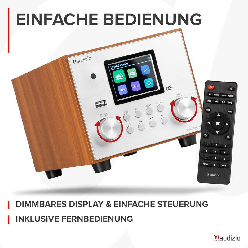 Audizio Vieste - DAB Radio mit Bluetooth, Digitalradio, 60 Watt Lautsprecher, DAB Plus Radio mit USB