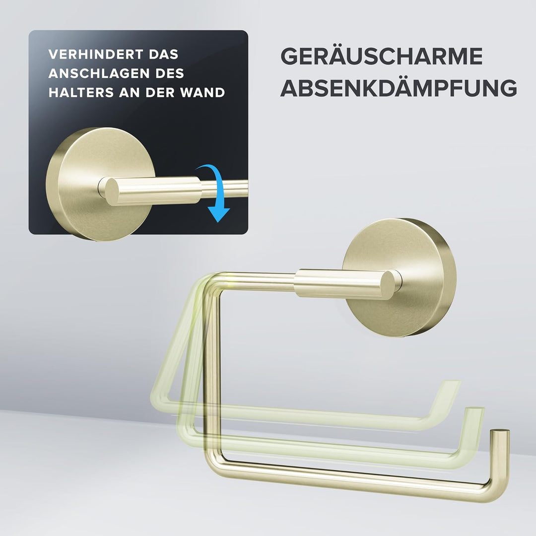 Toilettenpapierhalter Farstadsanden zum Bohren Gold | Edelstahl | Klorollenhalter ohne Deckel | WC R