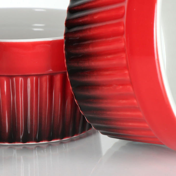 com-four® 6x Ragout Fin Schale - Ofenfeste Förmchen in rot - Creme Brulee Schälchen - Dessertschale