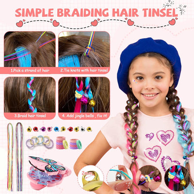 SEMKOTREE Hair Bedazzler Kit, Glitzersteine Haare Maschine mit 630 Hair Gems und Haarsträhnen Kinder