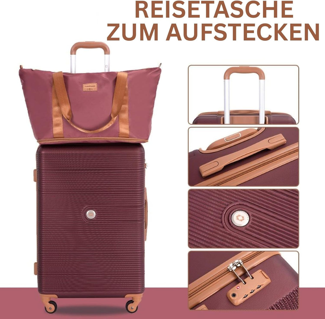 Travelhouse Bari Premium Kofferset 6-teilig – Robust & leichtes ABS Hartschalen Trolley Set mit 4 Ko