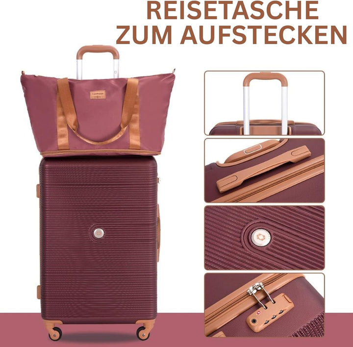 Travelhouse Bari Premium Kofferset 6-teilig – Robust & leichtes ABS Hartschalen Trolley Set mit 4 Ko