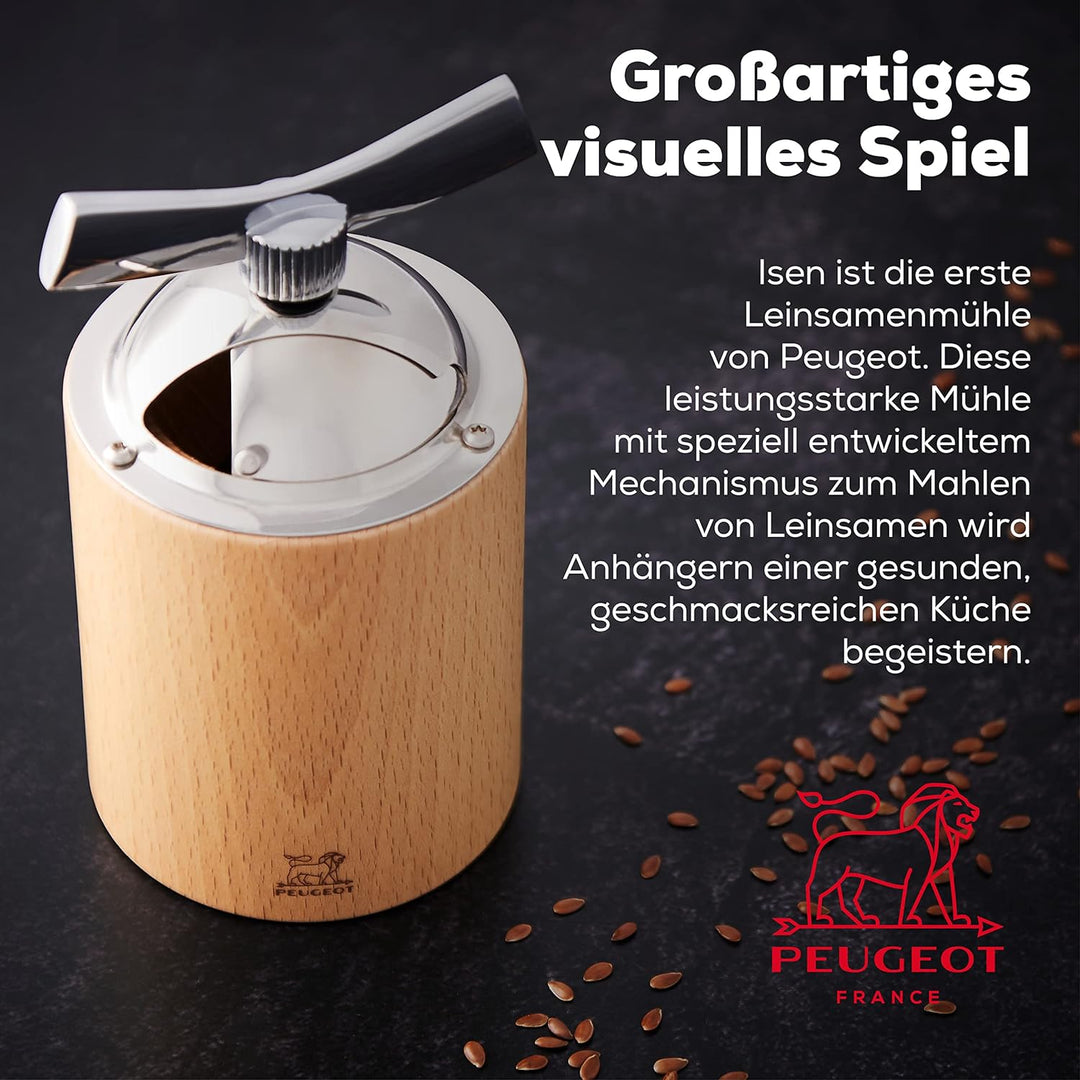 Peugeot Leinsamenmühle Isen 13 cm Natur I Hochwertige Leinsamenmühle manuell aus PEFC-zertifiziertem