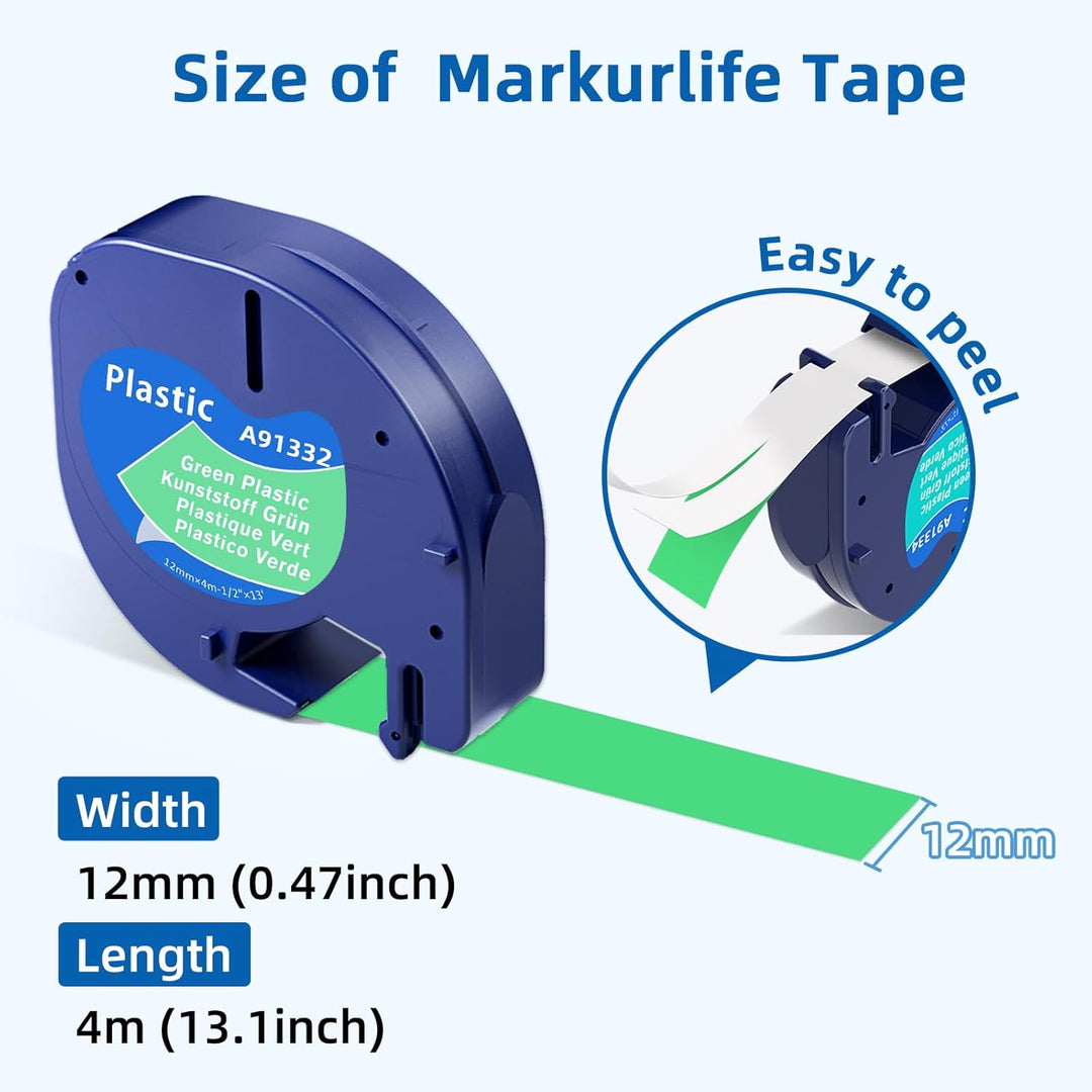 6er Pack Etikettenband Kompatibel mit DYMO Letratag Etikettenband Plastik 12mm x 4m Kompatibel mit L
