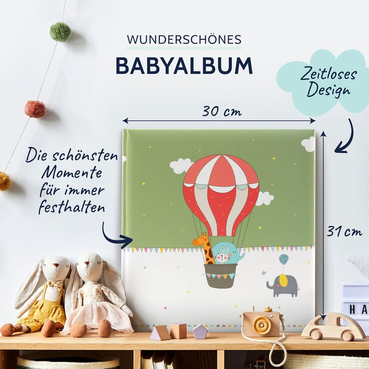 goldbuch Babyalbum Ballonfahrt im kindgerechten Design, Kunstdruck Fotoalbum mit 60 weisse, Pergamin