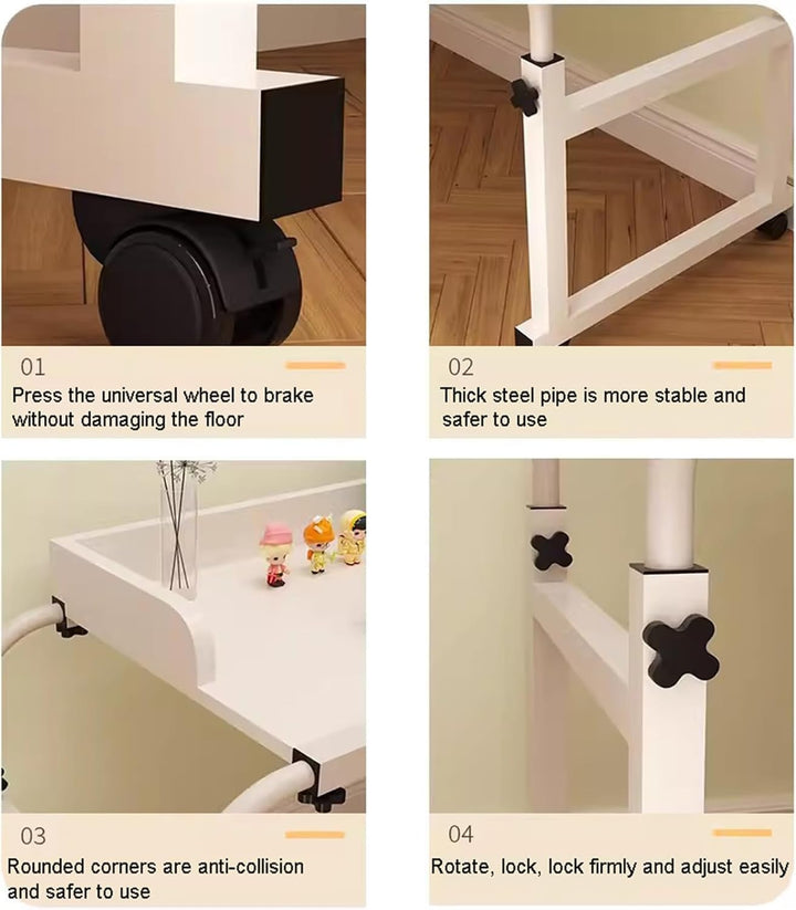 Pflegetisch Laptoptisch, Rollender Computertisch über Dem Bett Pflegetisch Für Das Heimbür Funktioni