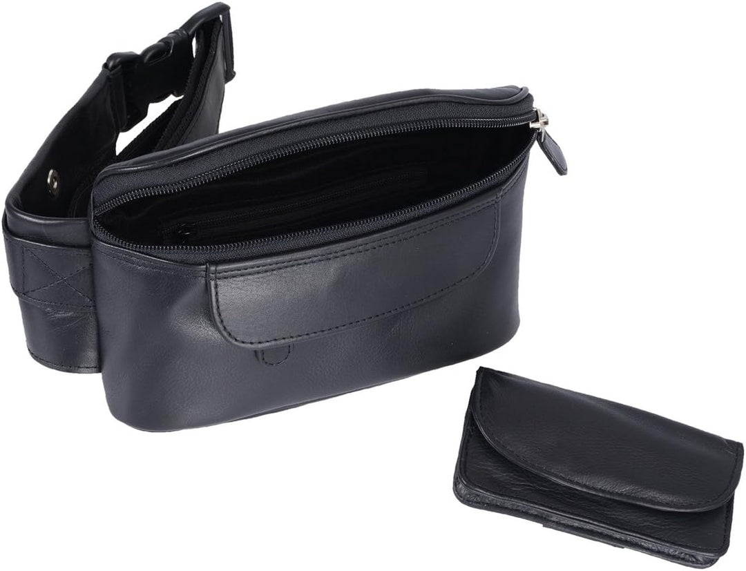 Gürteltasche LOUANA in Echt-Leder, schwarz, 26x11x7cm