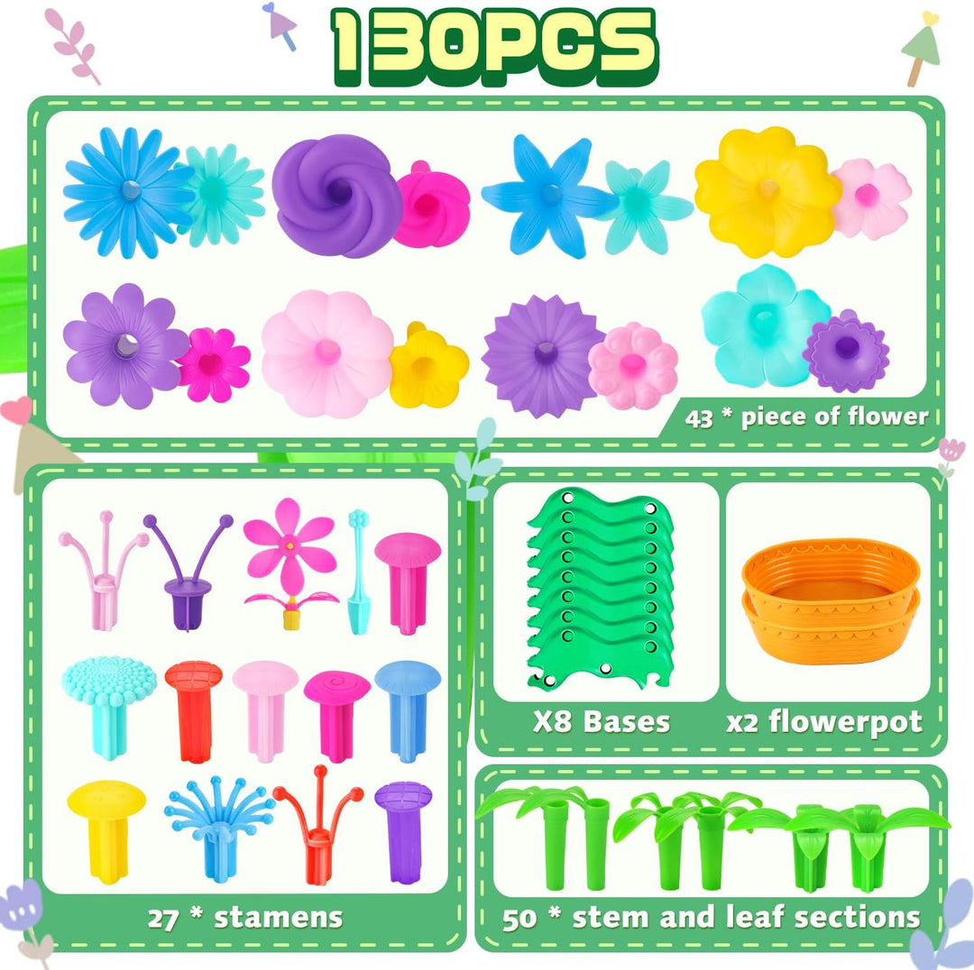 CENOVE Blumengarten Spielzeug für 3-6 Jährige Mädchen, DIY Bouquet Sets mit Aufbewahrungskiste, Kuns