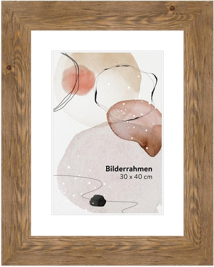 WANDStyle Bilderrahmen Strandhaus Stil 13x18cm I Farbe: Eiche-Optik I Fotorahmen I Holzbilderrahmen