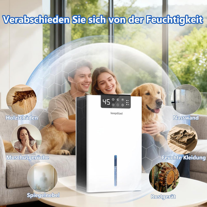 Luftentfeuchter Elektrisch 2800ml, 28dB Leiser Energiesparender Raumentfeuchter mit Filter, für Kell