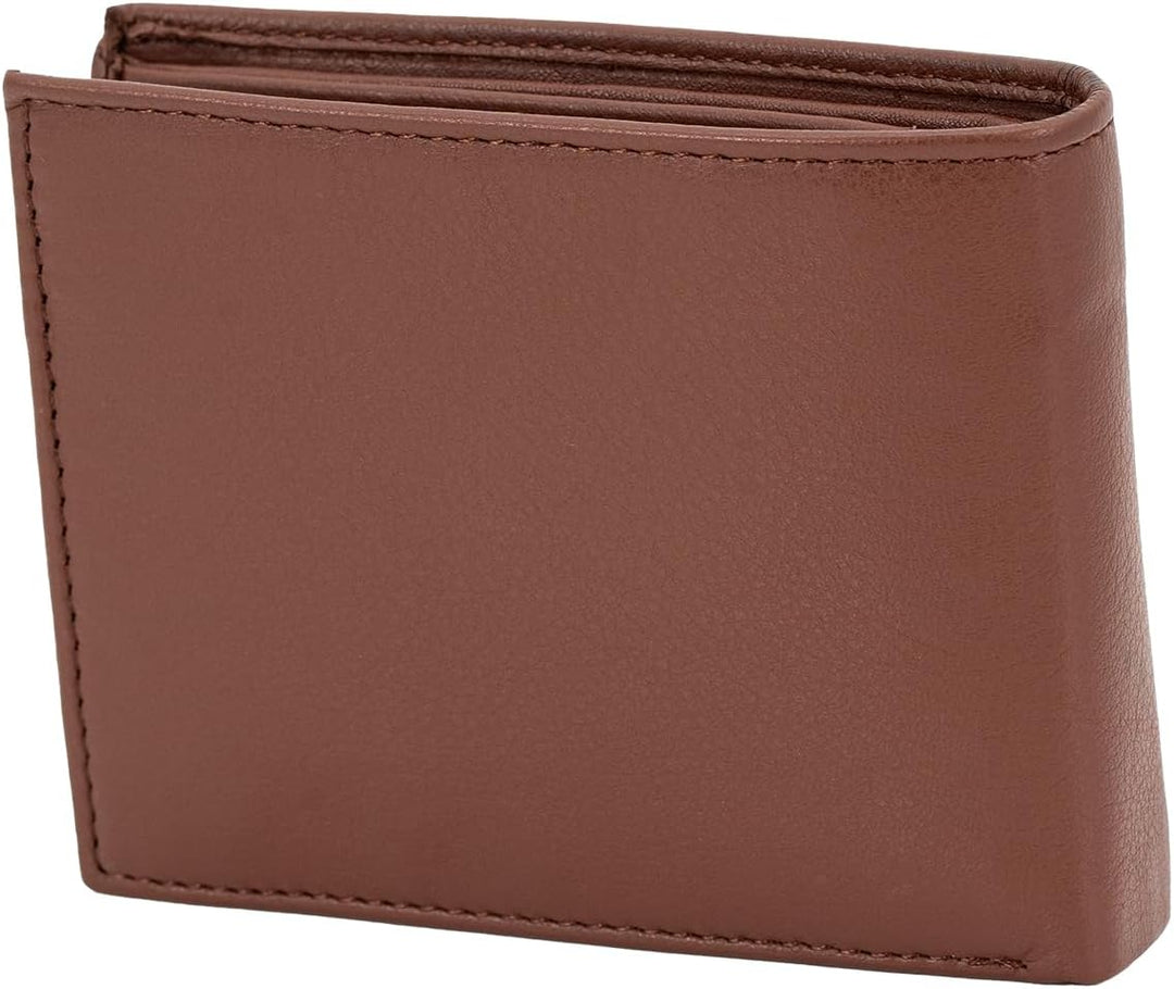 LINDENMANN Geldbörse Herren Portemonnaie Herren Leder, Rindleder matt, quer, Cognac