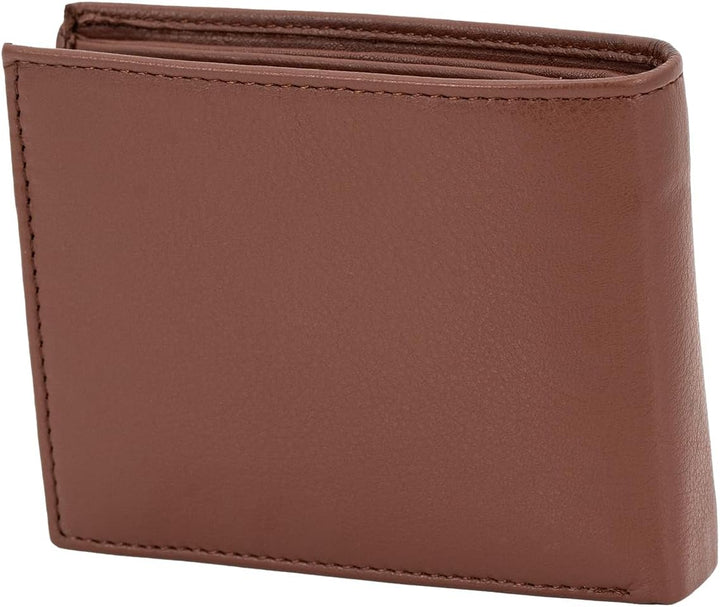LINDENMANN Geldbörse Herren Portemonnaie Herren Leder, Rindleder matt, quer, Cognac