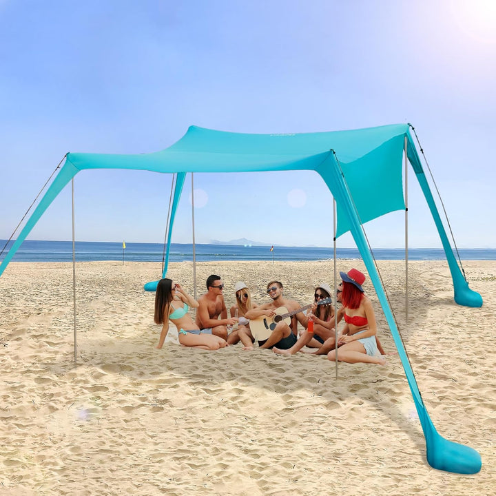 Strandzelt Sonnenschutz Strand zelte strandmuschel Muschel UPF50+ mit Sandschaufel, Erdnägeln und St