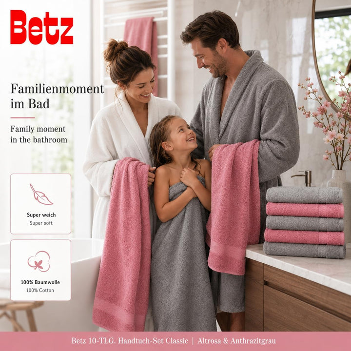 Betz 10-TLG. Handtuch-Set Classic 100% Baumwolle 2 Duschtücher 4 Handtücher 2 Gästetücher 2 Seiftüch