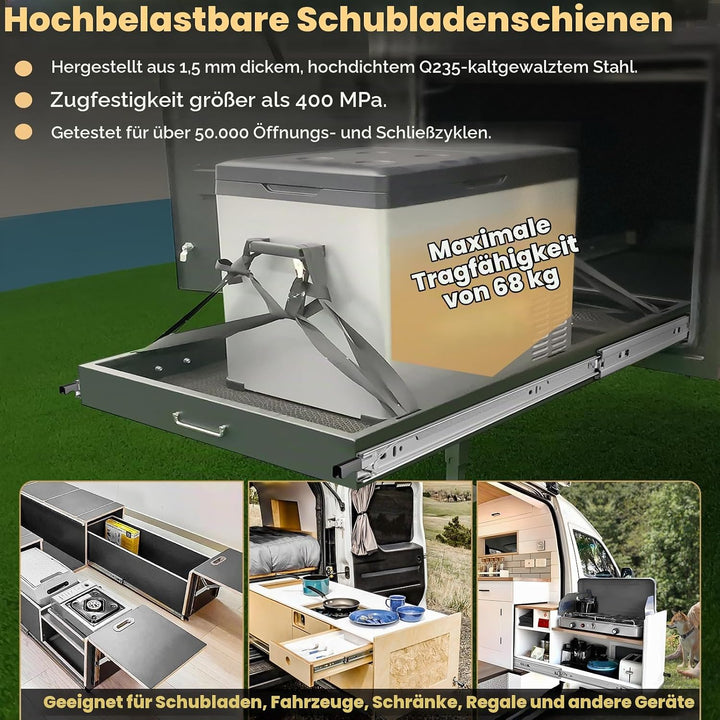 AOLSHENG schubladenschiene vollauszug 750 mm,Schwere schubladenführungen mit Schloss 50 kg Ladekapaz