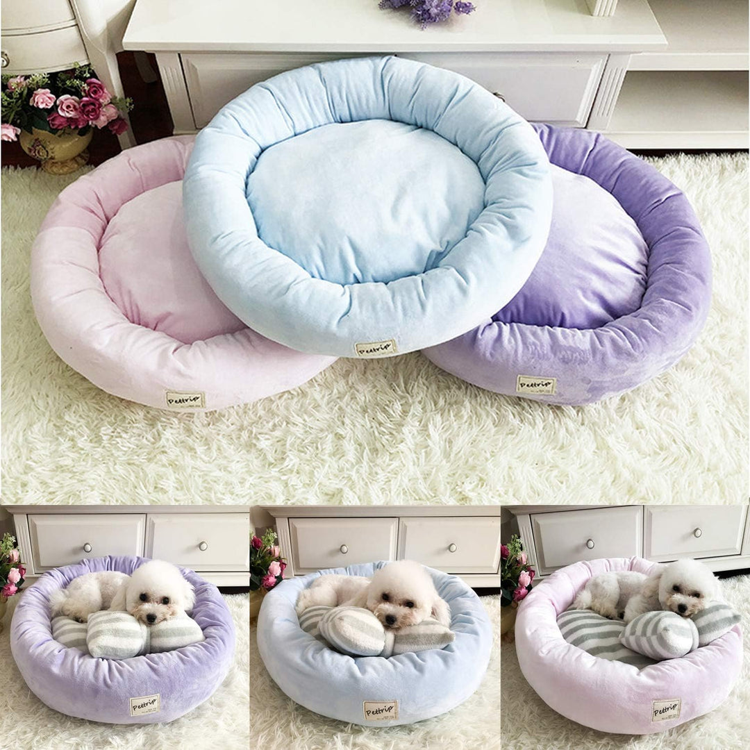 PETCUTE Hundebett Katzenbett Waschbar Hundesofa Rund Kissen Bett Wildlederimitat Haustierbett für Gr