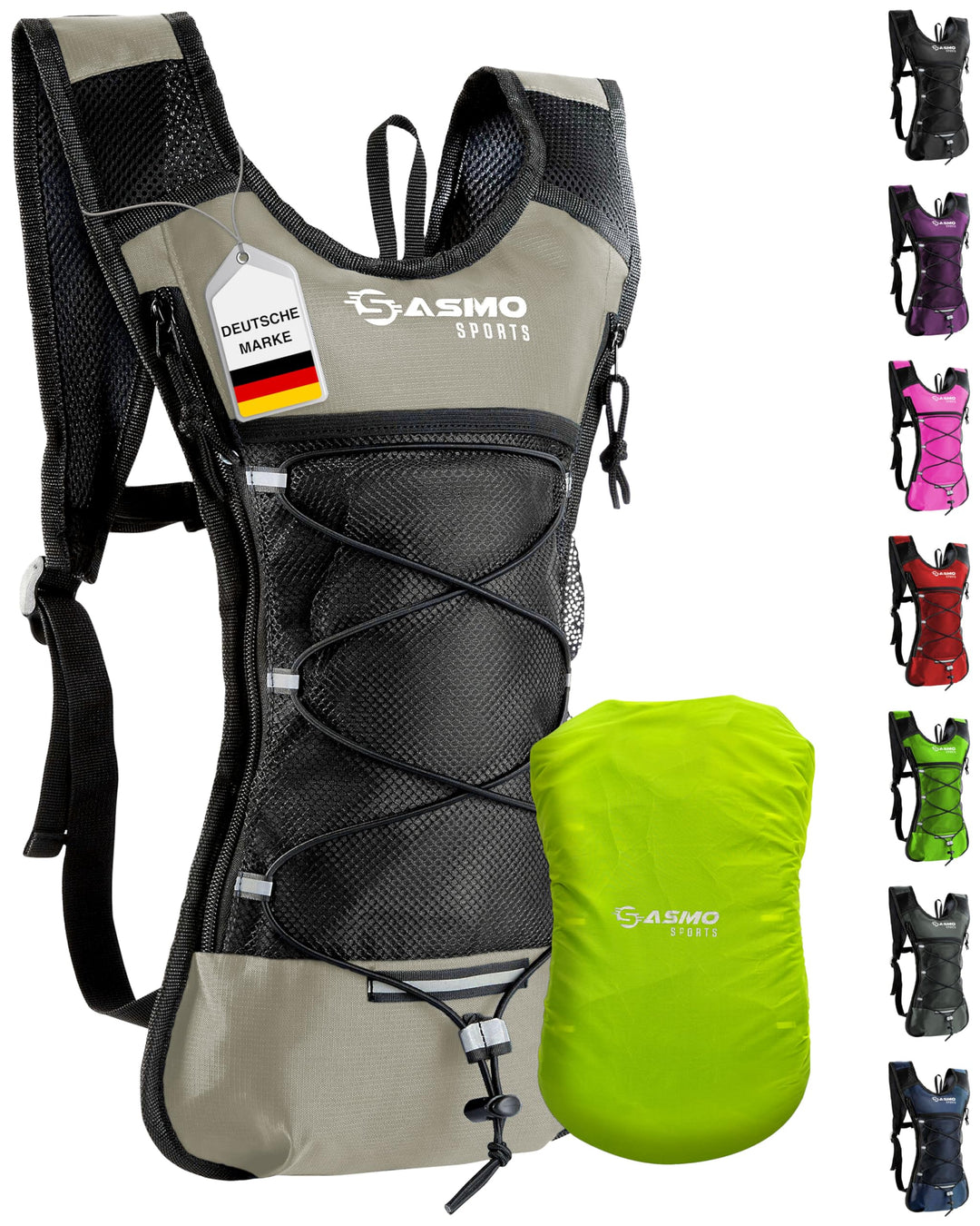 SASMO® Laufrucksack 6L (Sand) mit Thermofach | Lauf Rucksack - Ultraleicht 300g | Laufrucksack Damen