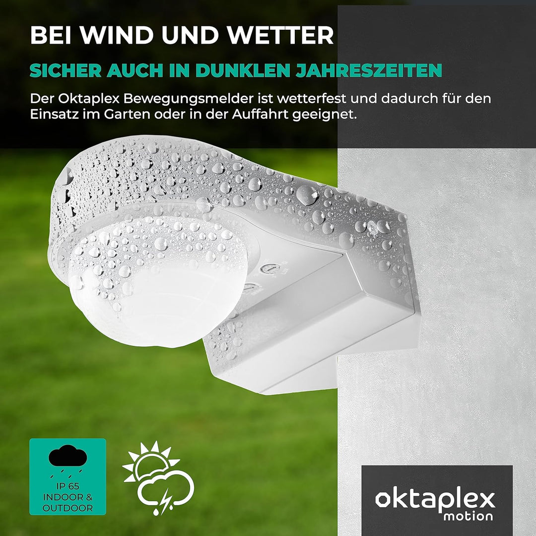 Oktaplex 2er Set Don Bewegungssensor Aussen 230 V IP65 240° Infrarot-Sensor einstellbar 10 m Reichwe