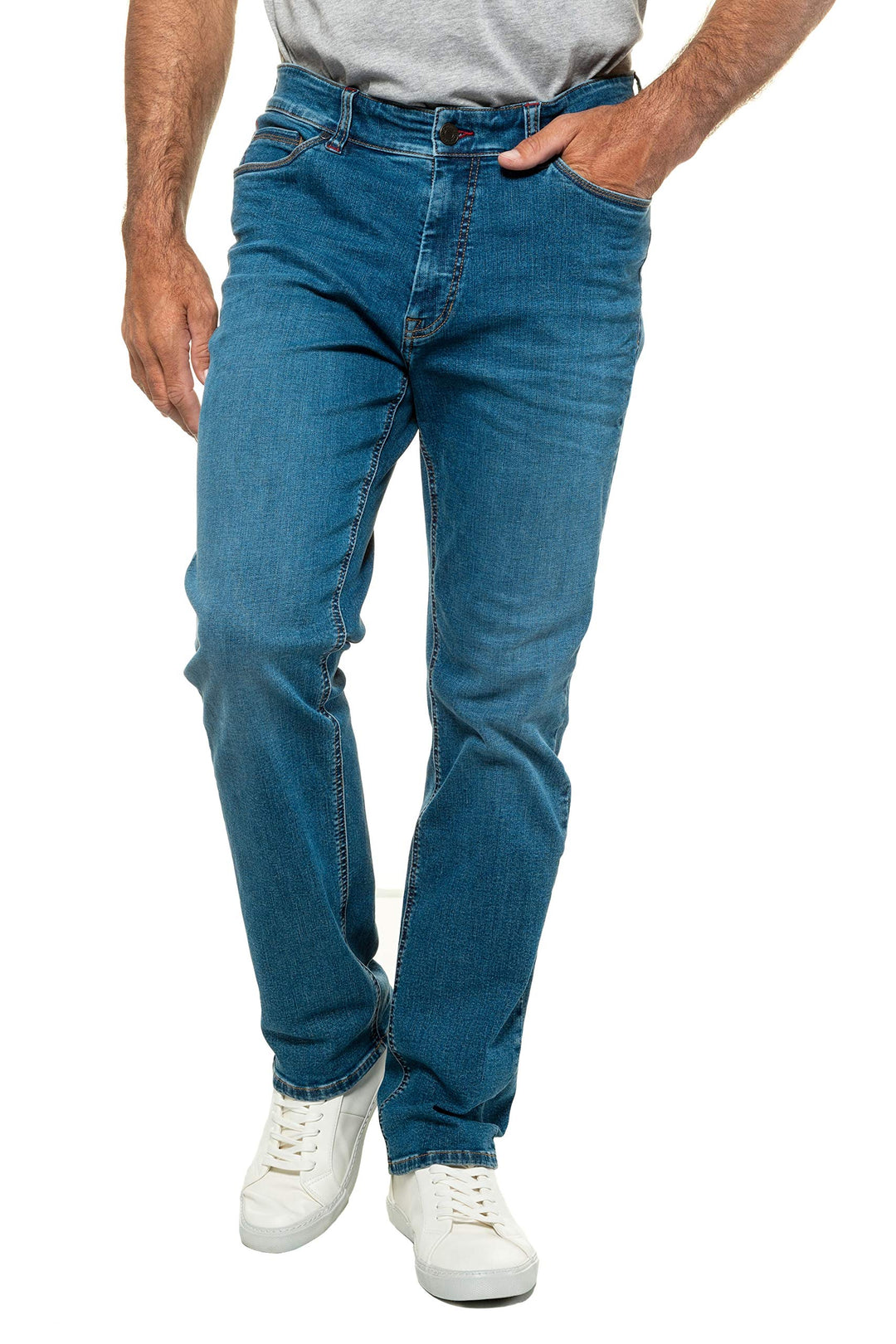 JP 1880 Herren Jeans Jeans, Flexnamic®, Denim, Straight Fit, Bis Gr. 70/35 32W / 33L Blue Denim, 32W