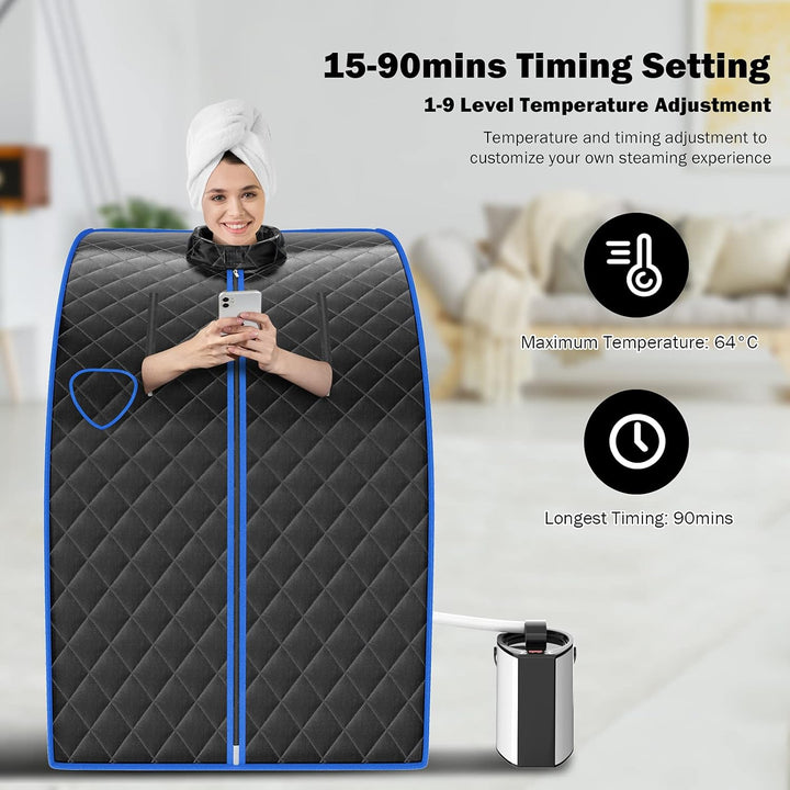 COSTWAY 3L Mini Dampfsauna mit Zerstäubungsfunktion, Heimsauna mit Fernbedienung, Wärmekabine mit ei