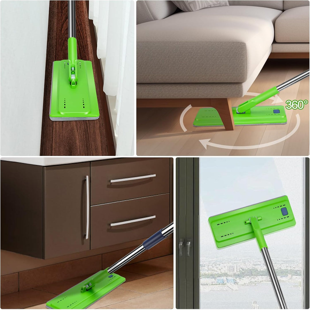 MASTERTOP Wischmopp Set mit Eimer, Bodenwischer und Eimer mit Auswringfunktion, Nass- und Trockenmop